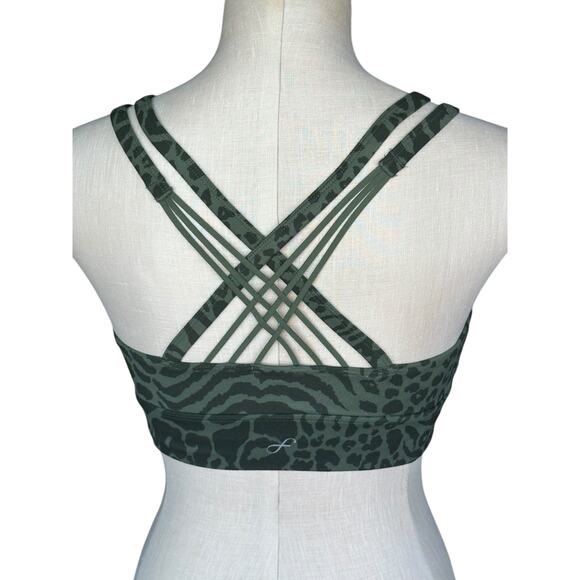 FREELY SPORTS BRA SIZE S GREEN LEOPARD PRINT, YOGA - Picture 5 of 7